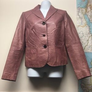 Ann Taylor mauve/pink leather blazer